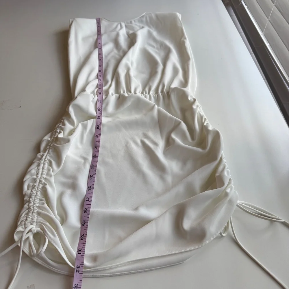 Amanda Uprichard Womens White Ruched Aisling Sleeveless Midi Dress Size S - Picture 10 of 11